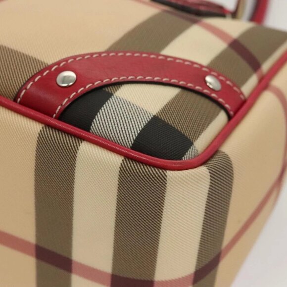 BURBERRY Nova Check Hand Bag PVC Beige Silver Auth 120678 - Picture 5 of 16